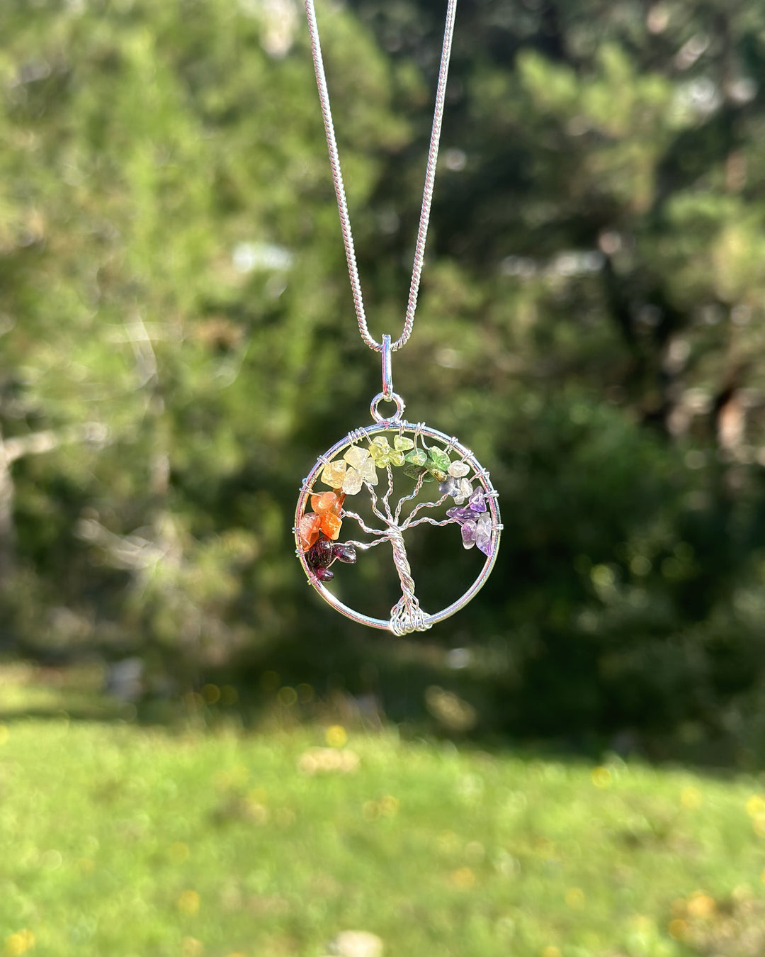 Tree of Life 7 Chakras Necklace with Stones