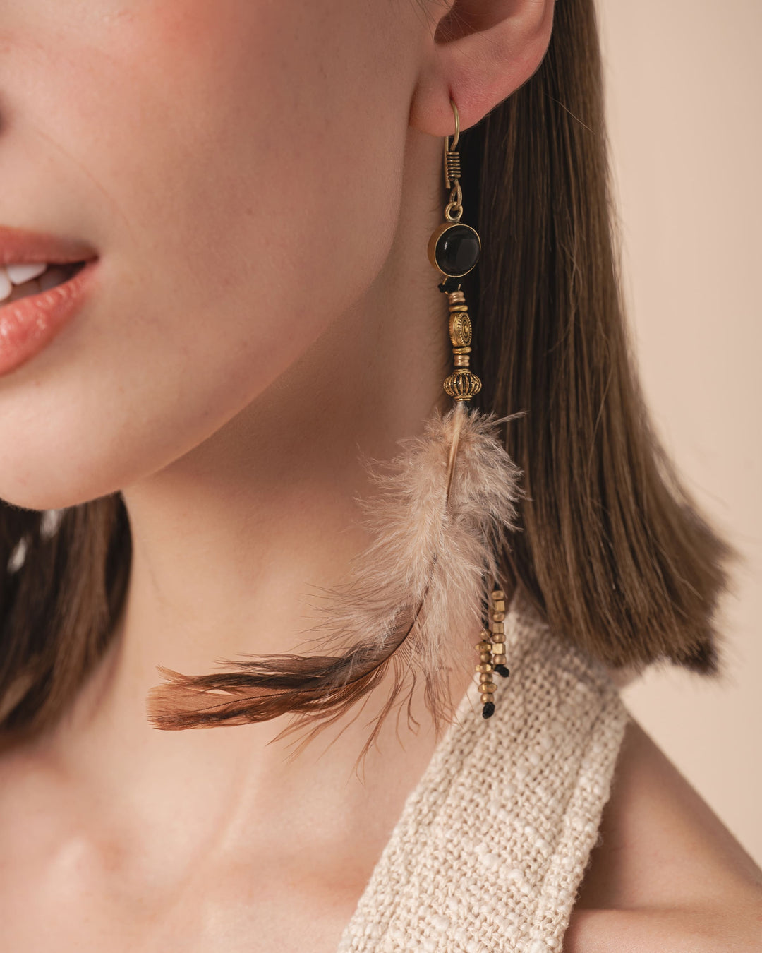 Onyx Feather Earrings
