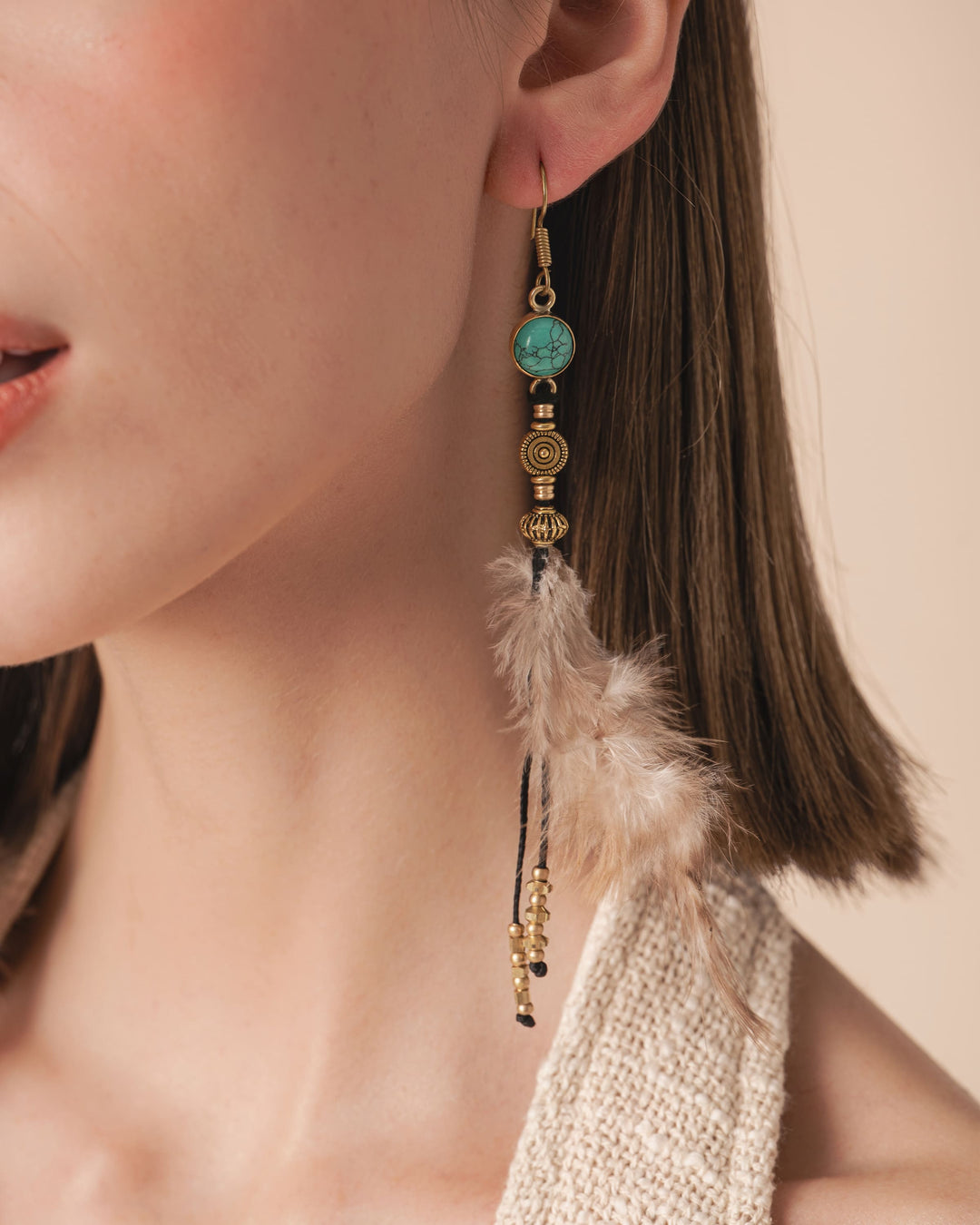 Turquoise Feather Earrings